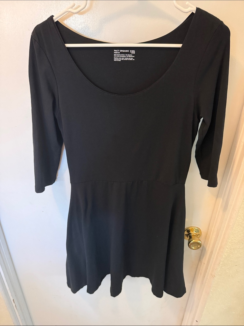 Pact Organic Black Scoop Neck Dress with Pockets